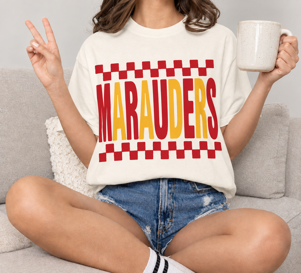 School Spiritwear Shirt Your Team Retro Checker Design - Comfort Colors