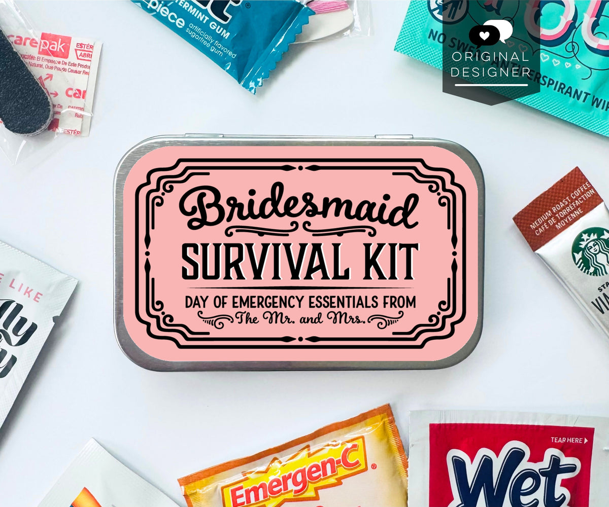 Bridesmaid Wedding Day Survival Kit Gift, Will You Be My Bridesmaid Hangover Emergency Kit, Bridesmaid Gift Box Tin