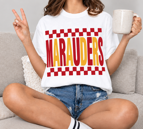 School Spiritwear Shirt Your Team Retro Checker Design - Comfort Colors