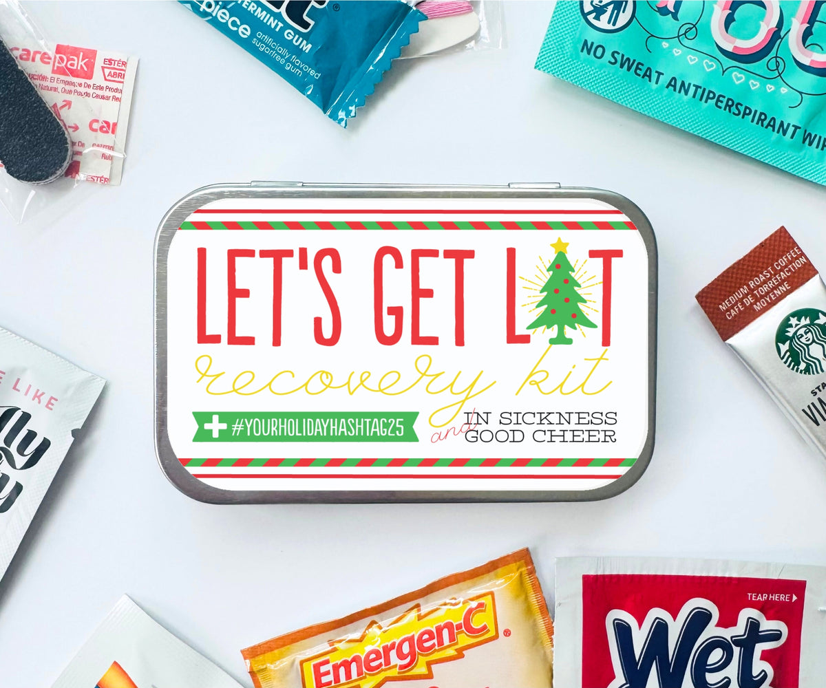 Let's Get Lit Holiday Party Survival Kit in a Tin